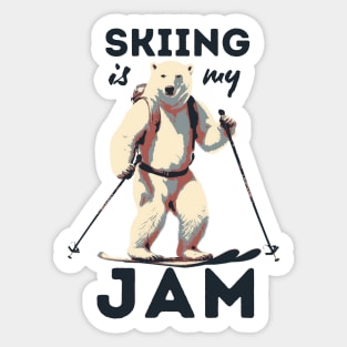 Skiing Is My Jam Polar Bear Skiing Sticker